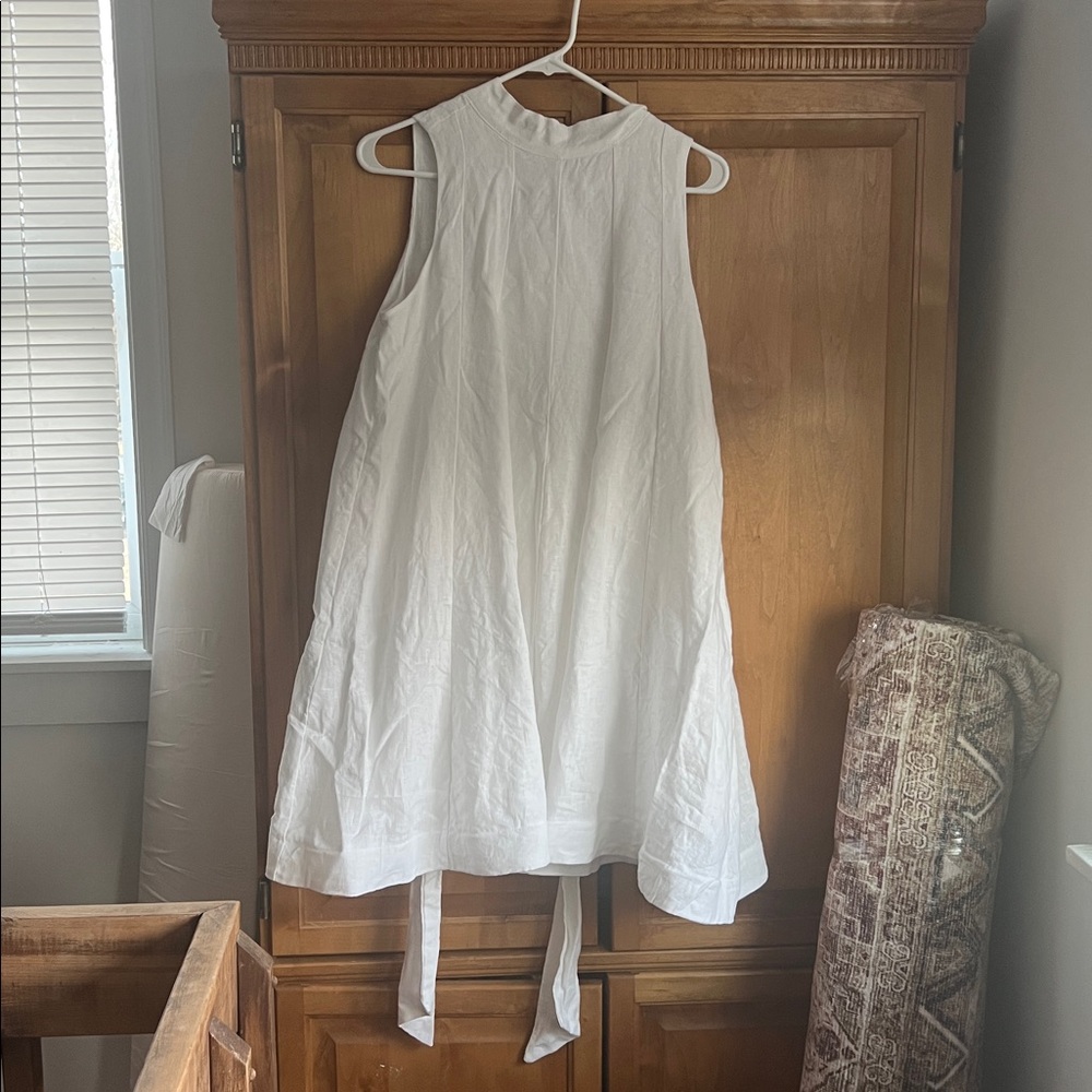 DISSH Bridal The Aisle Linen Panel Mini Dress White 6 White Bridal